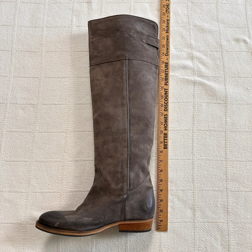 BRONX Tremble Tall Leather Boots 41 US 10 Taupe Over Knee Equestrian Minimalist